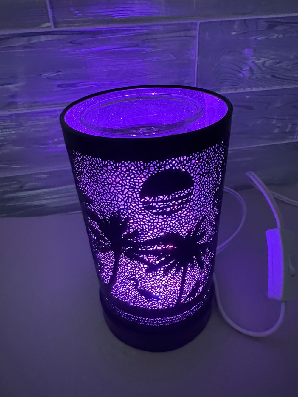 Color Changing Tropical Palm Cutout Electric Wax Warmer/Essential Oil Warmer